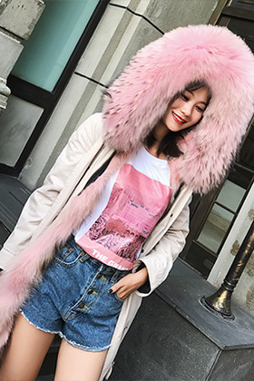 [리얼퍼] 이너 핑크퍼 컬렉션 야상 후드 자켓