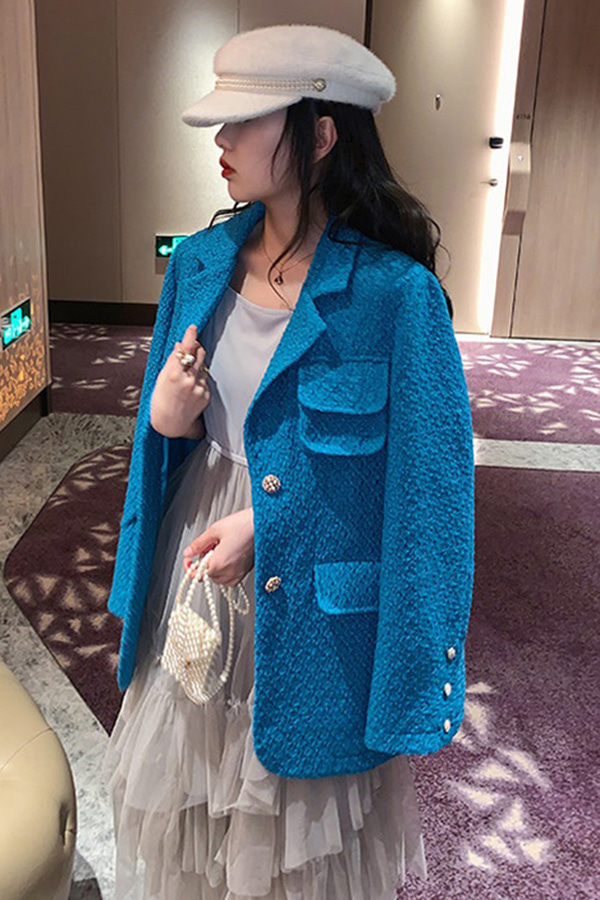 살롱 트위드 체크 자켓 (핑크.블루)