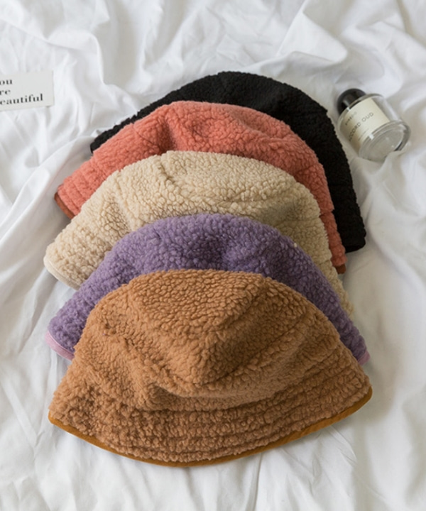 빈티지 스트릿 양털 뽀글이 벙거지 버킷햇 모자 (5color)