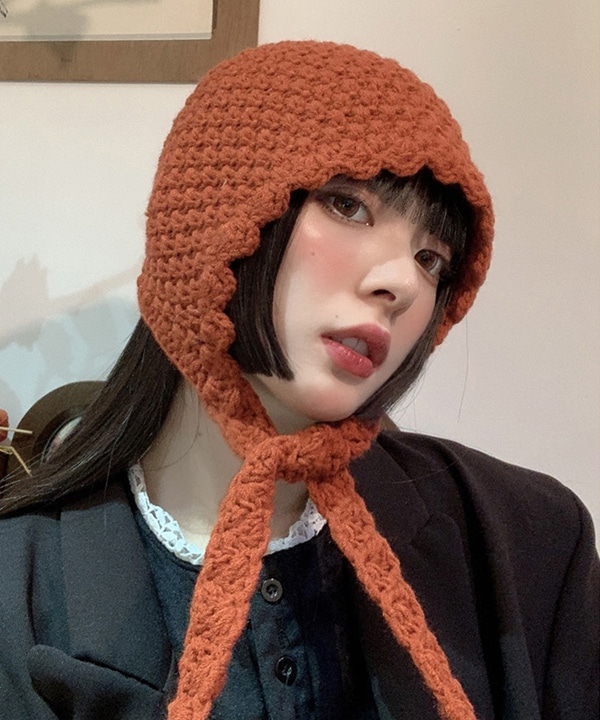 소녀 빈티지 니트 귀덮개 귀도리 리본 모자 (6color) #레트로유니크