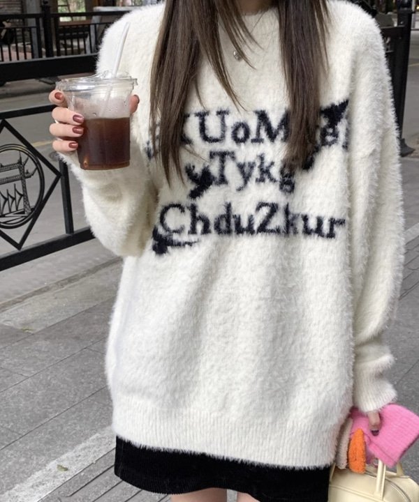 무료배송 도쿄 앙고라 라운드 오버핏 니트 스웨터 티셔츠